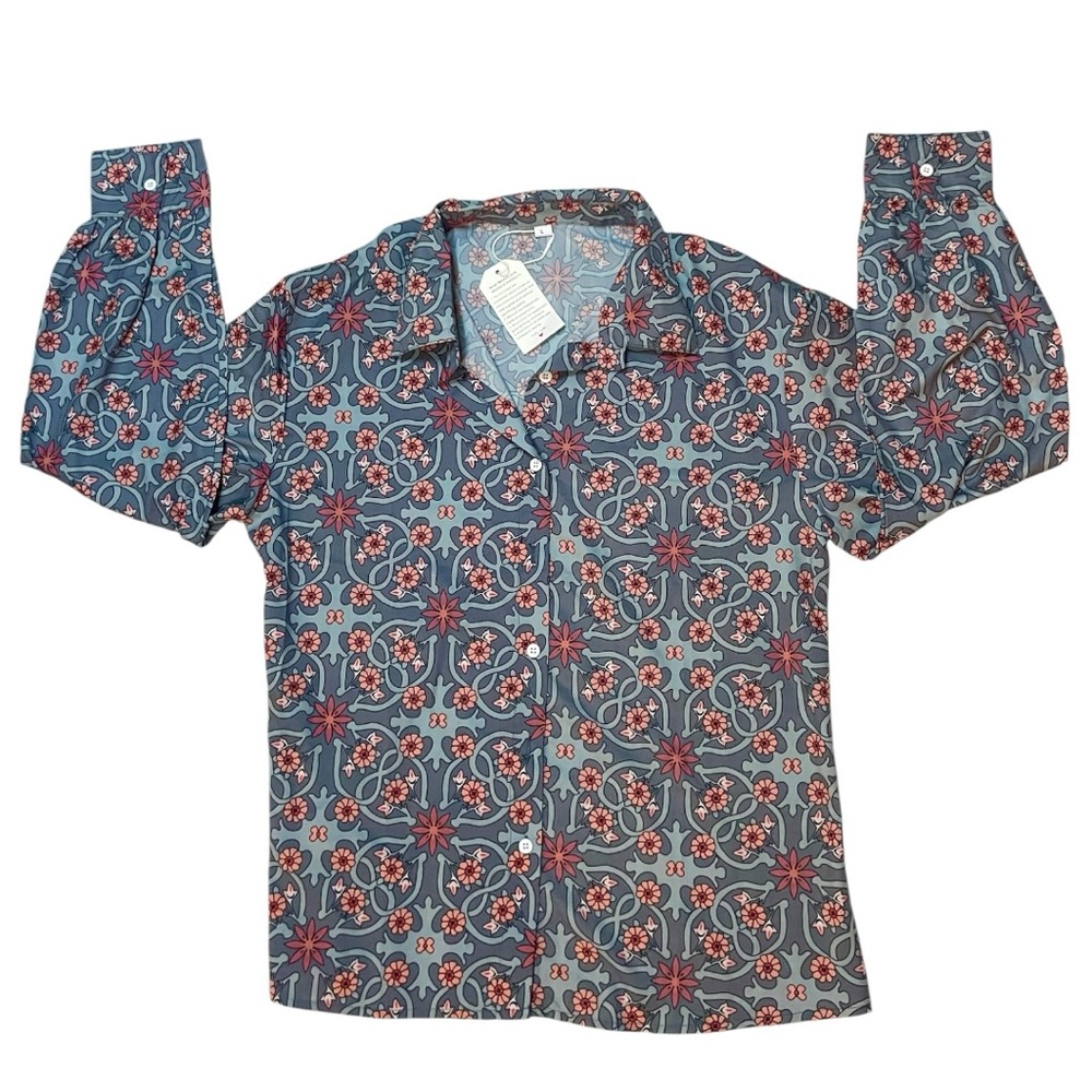 Urban Outfitters Retro Jewel Tone Floral Button Down Shirt